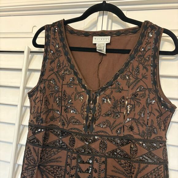 Talbots Brown And Black Sequin‎ Tank Top Size Large - Picture 3 of 7